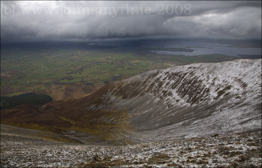 Snow coulds approaching Nephin Beg